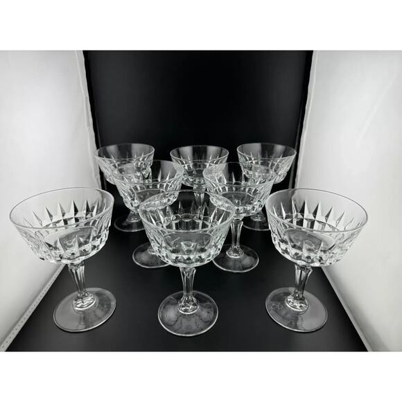Vintage Clear Glass Stemmed Dessert Cups - Set of 8 - Picture 1 of 4